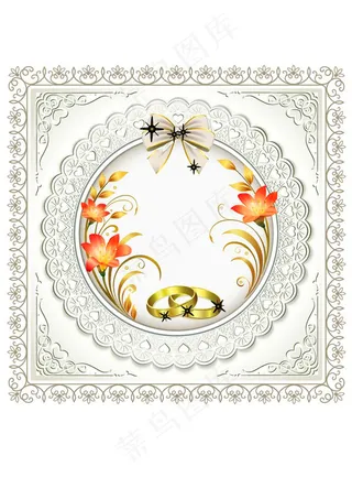浪漫花纹花边婚礼卡片图片