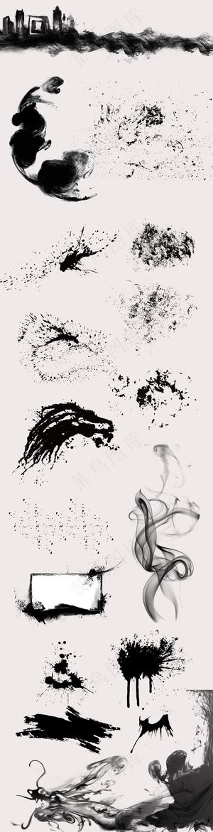 中国风水墨笔刷喷溅PNG素材集合