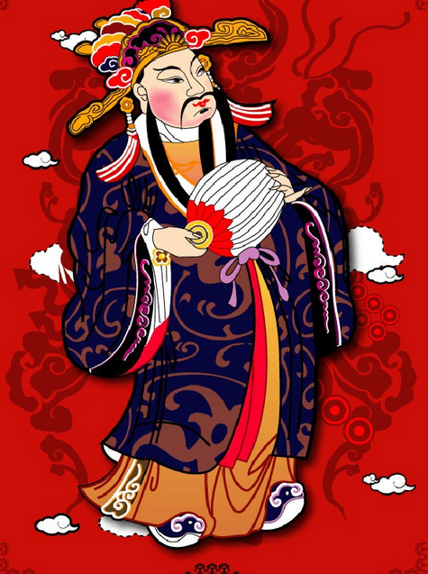 中国传统神话人物财神爷ai矢量模版下载