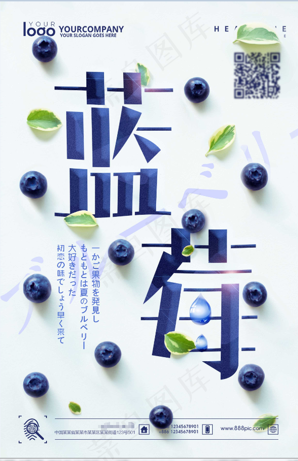 蓝莓海报psd模版下载