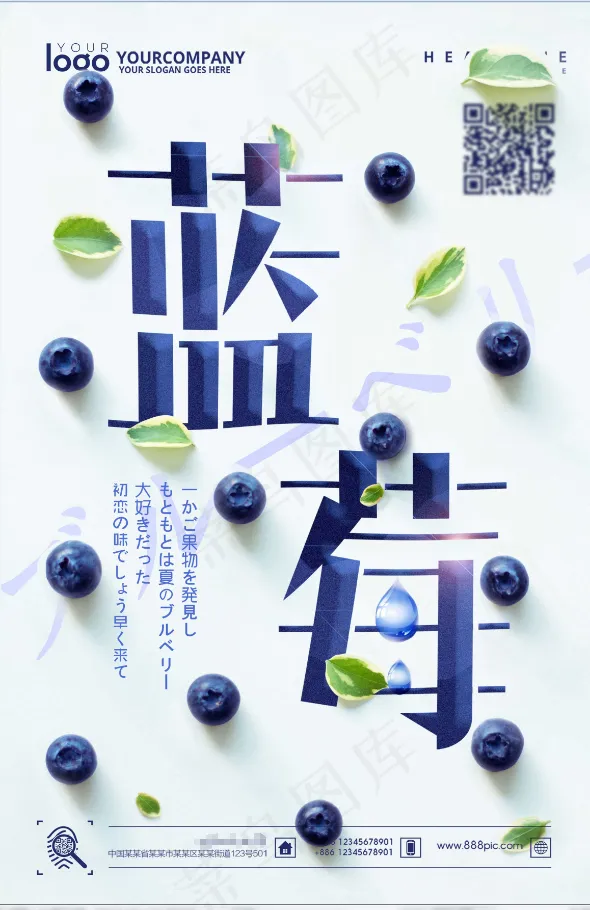蓝莓海报psd模版下载