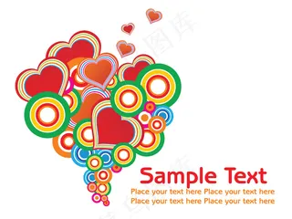 矢量心形背景文本