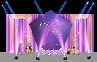 紫色 星空 钻石形状 留影区 婚礼背景