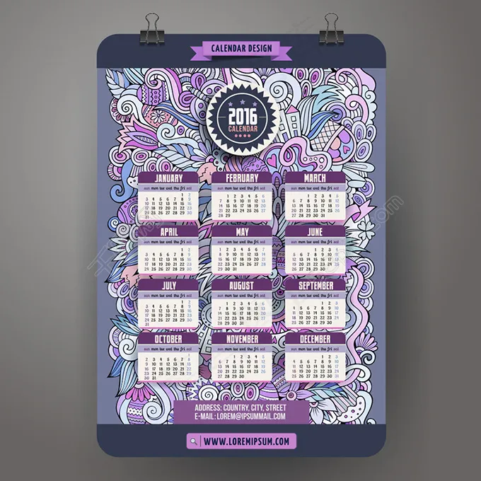 2016时尚日历eps,ai矢量模版下载