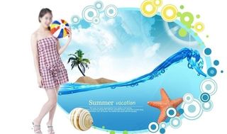 美女玩沙滩排球图片