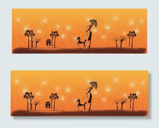 矢量时尚无框画，三联画