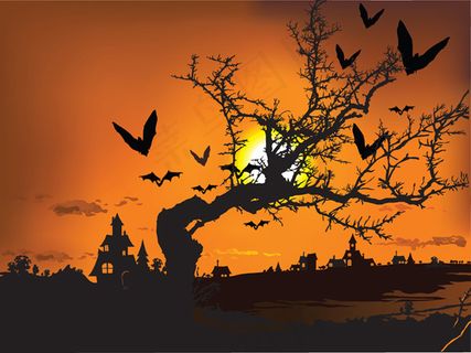 颓废风景剪影矢量素材