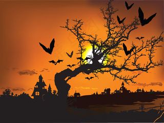 颓废风景剪影矢量素材