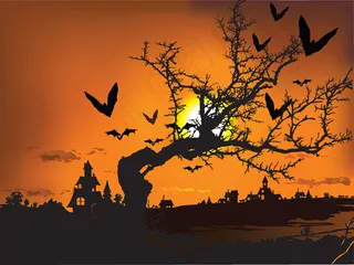 颓废风景剪影矢量素材