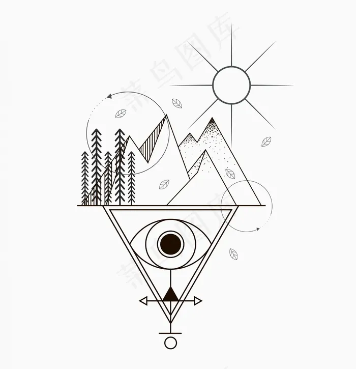 太阳山矢量素材ai矢量模版下载