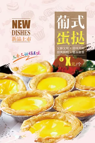 简约葡式蛋挞甜品海报ppt模板