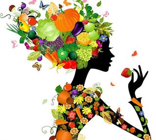 蔬菜水果鲜花美女图片