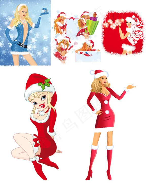 性感的圣诞美女矢量素材eps,ai矢量模版下载