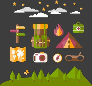 精美野营元素设计矢量素材