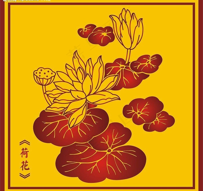 中国古典莲花(二)图片cdr矢量模版下载