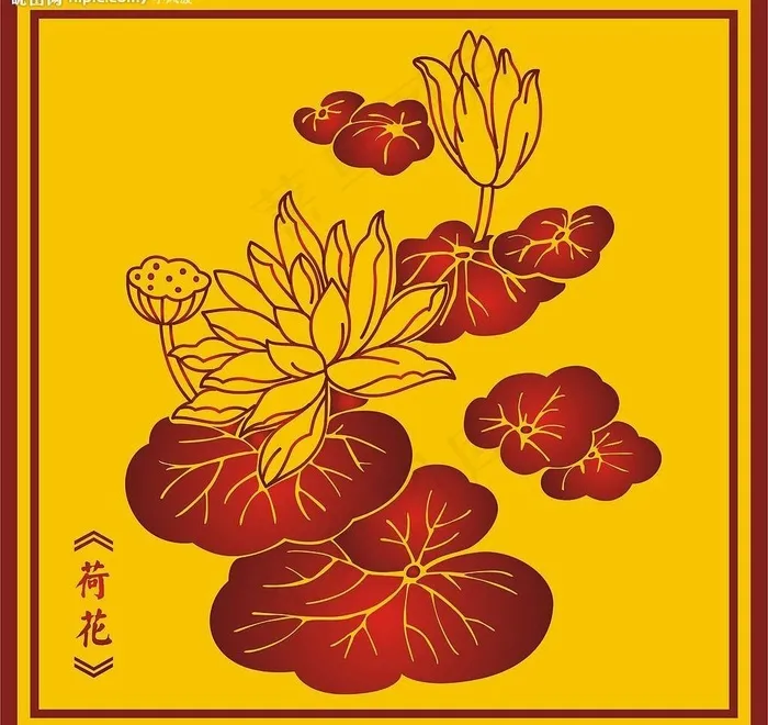 中国古典莲花(二)图片cdr矢量模版下载