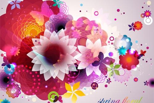 炫彩梦幻花纹矢量素材二