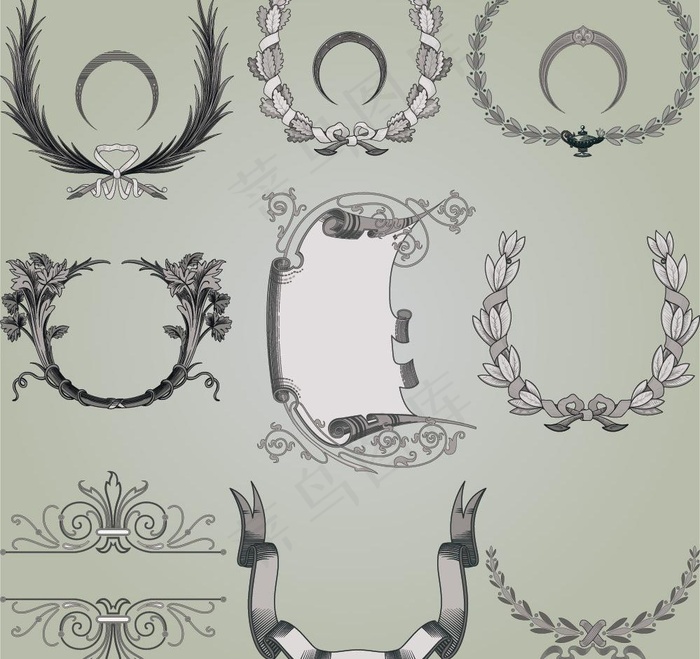 欧式花纹花边框 麦穗图片
