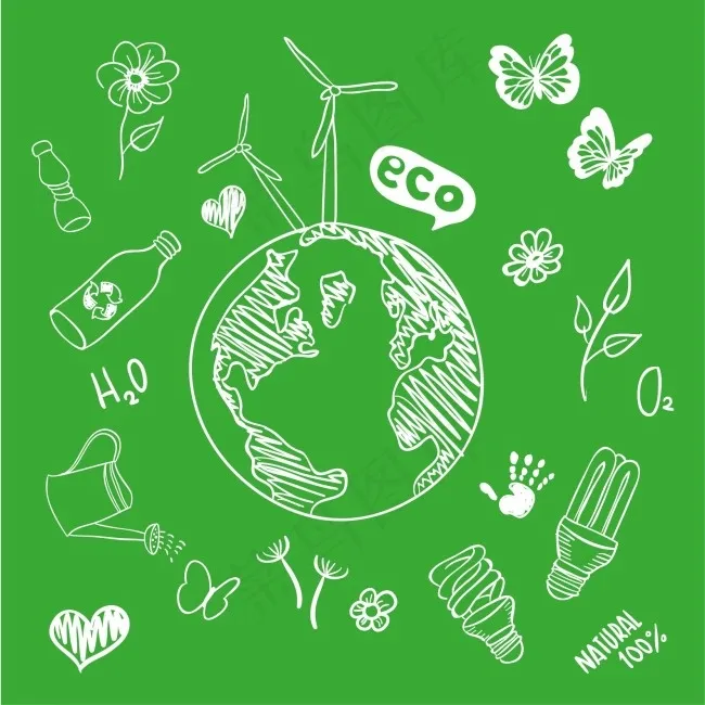 绿色环保地球ai矢量模版下载