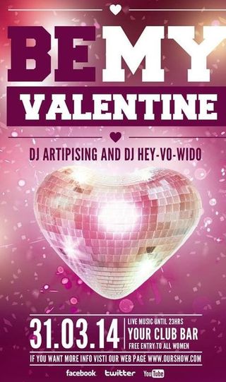 时尚情人节宣传单设计PSD素材