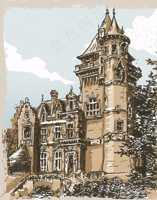手绘建筑图片