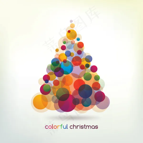 彩色光晕圣诞树-矢量素材eps,ai矢量模版下载