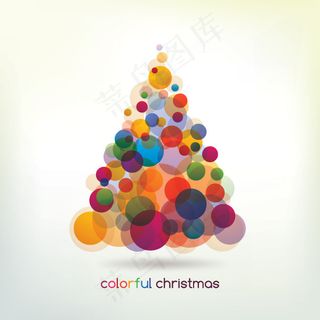彩色光晕圣诞树-矢量素材