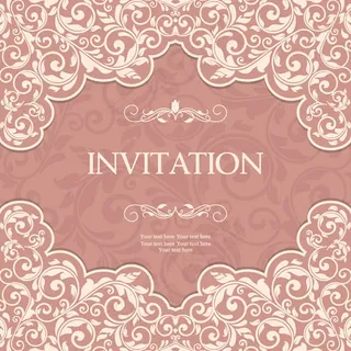 优雅粉色花纹请柬矢量素材下载