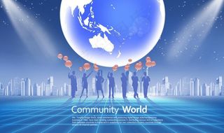 会议蓝色背景PSD图片