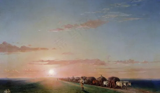 草原上的车队图片