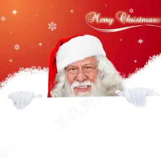 空白广告牌后面的圣诞老人图片