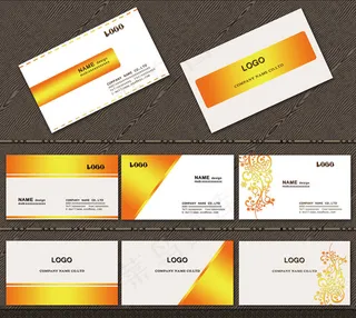 时尚黄色名片设计PSD素材