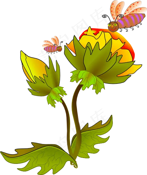 蜜蜂和花剪辑艺术