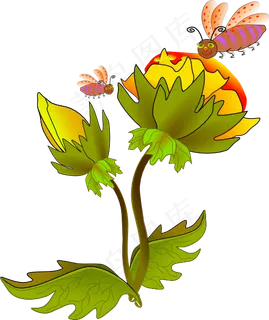 蜜蜂和花剪辑艺术