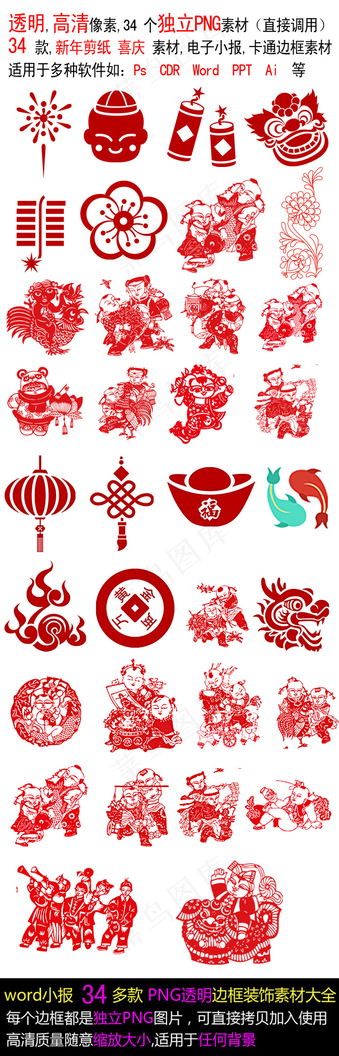 新年剪纸文化喜庆素材