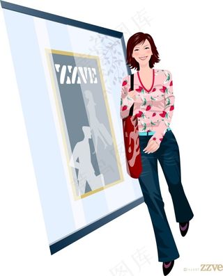 逛街的优雅短发美女