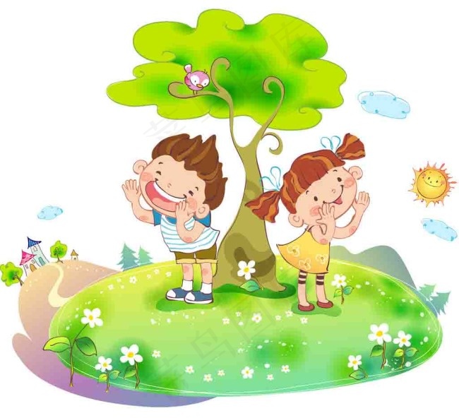 小孩子玩游戏图片ai矢量模版下载