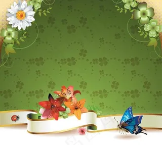时尚花卉 花纹 蝴蝶 自然背景图片