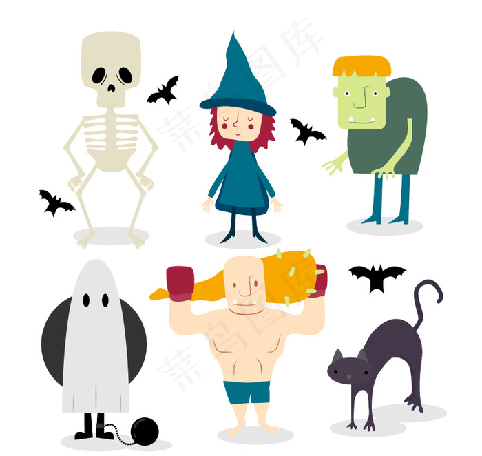 6款创意万圣角色矢量素材