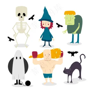6款创意万圣角色矢量素材