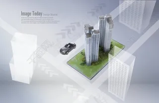 白色建筑模型和草地上的建筑