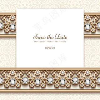 植物花纹钻石婚礼贺卡模板下载