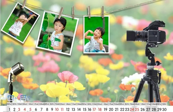 时光记忆2010台历模板4月图片(3508X2480(DPI:300))psd模版下载