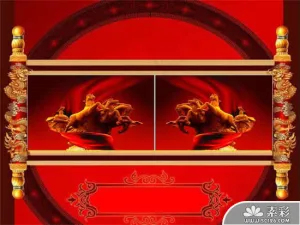 中国风古典皇室卷轴PPT模板预览图