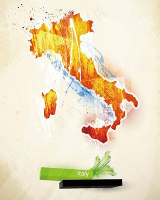 墨迹世界大洲板块背景 墙壁 绿叶图...