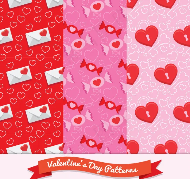 情人节元素图案ai矢量模版下载