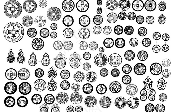 铜钱图片cdr矢量模版下载