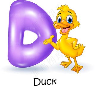 卡通动物字母设计矢量素材