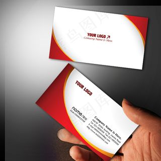 红色精致 高档商业服务名片PSD模...