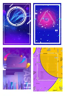 渐变紫色孟菲斯海报背景元素